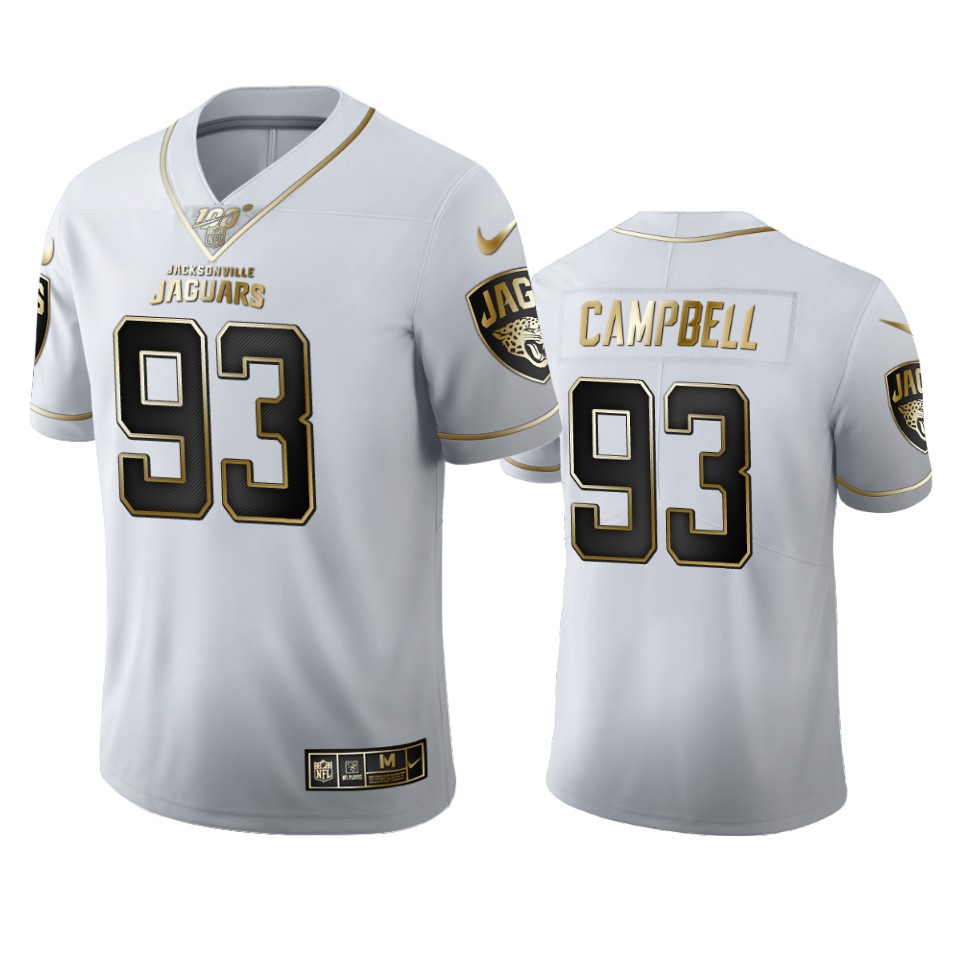 Men Nike Jacksonville Jaguars #93 Calais Campbell   White Golden Edition Vapor Limited NFL 100 Jersey->jacksonville jaguars->NFL Jersey